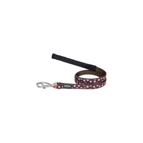 Laisse Style Marron Pois Rose : L 20mm