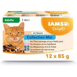 IAMS Delights Chat Adulte en sauceMer 12 sachets de 85g