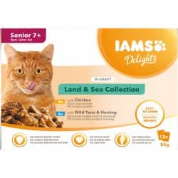 IAMS Delights Chat Senior en sauce Terre et Mer 12x 85g