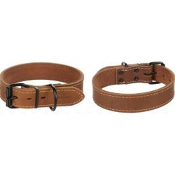 COLLIER MONTANA CUIR LARGE COGNAC 