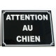 Plaque Attention au chien noire 8 x 10 cm