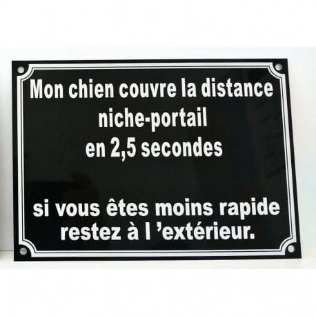 Plaque Mon chien couvre la distance noire