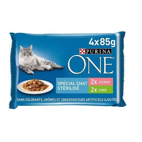 ONE Chat Stérilisé - Effilés Sauce : Saumon, Dinde 4X85G