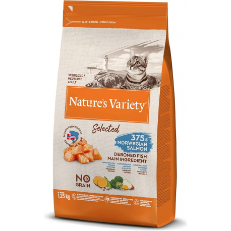 Nature's Variety pour chat Selected(sans céréales) Stérilisé au Saumon 1,25Kg