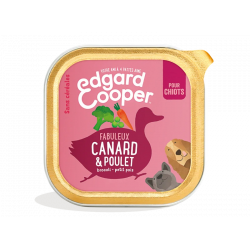 Barquette Edgard et Cooper Chiot Canard Poulet 150 Gr