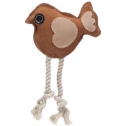 Jouet pour chien cuir oiseau brun