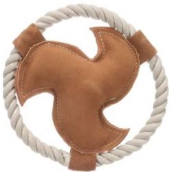 Jouet pour chien cuir frisbee brun