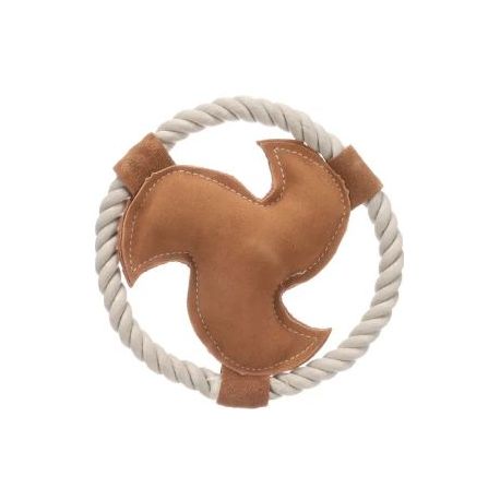 Jouet pour chien cuir frisbee brun