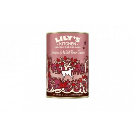 Boite d'humide pour chien lily's kitchen Terrine -chevr, sanglier butternut 400g