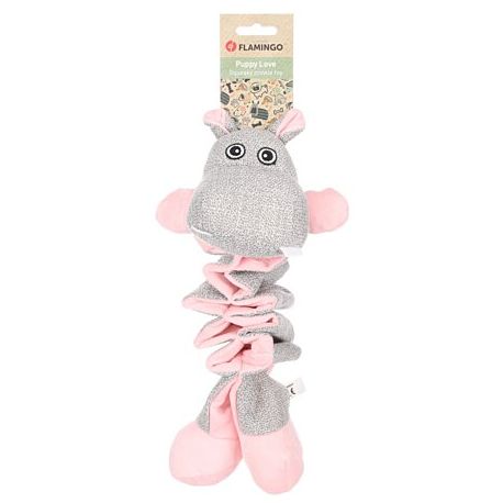 Jouet pour chiot filsy hippopotame gris/rose