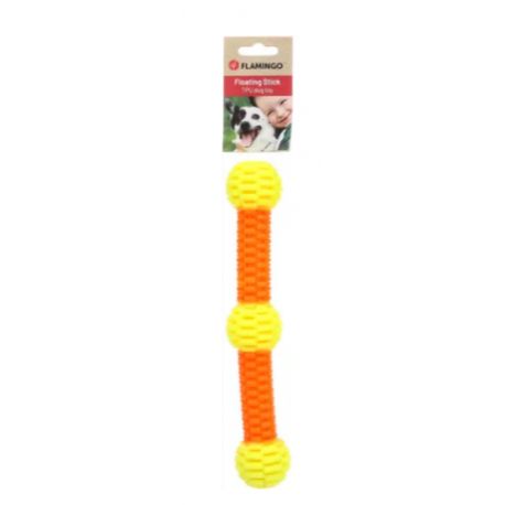Jouet pour chien lipa baton avec 3 balles jaune/orange