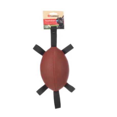 Jouet pour chien towo ballon de rugby avec ruban cognac