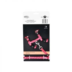 Harnais pour chat Réglable Réfléchissant Fuschia + laisse