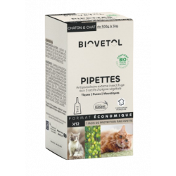 12 pipettes antiparasitaires biovétol pour Chat / Chaton