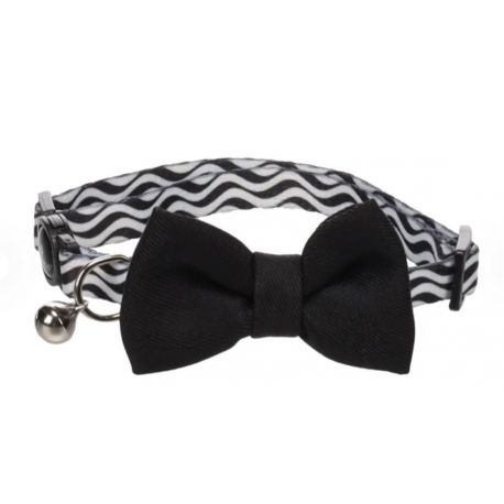 Collier pour chat avec noeud Kamil Noir 20-35cm 10mm