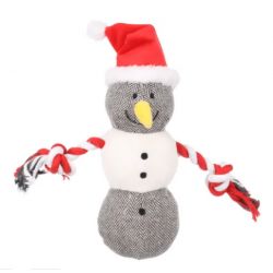 Jouet de noel chien annalise bonhomme de neige brun 28x10,5x27CM