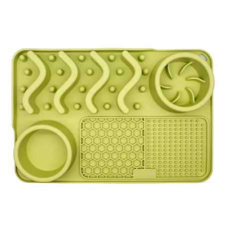 Tapis de léchage XL pour chien avec ventouse vert