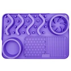 Tapis de léchage XL pour chien avec ventouse violet