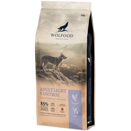 Croquette pour chien Wolfood adult light control