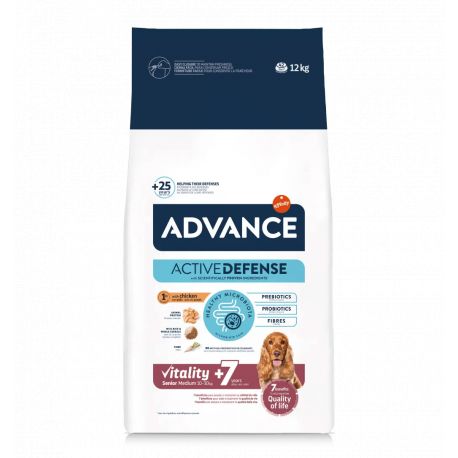 Croquette Advance chien medium + de 7 ans poulet 12kg