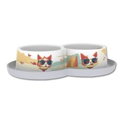 Double Gamelle pour chat Indy & Louise 2x350 Ml