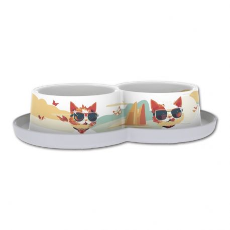 Double Gamelle pour chat Indy & Louise 2x350 Ml