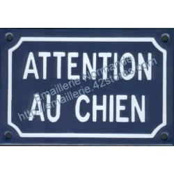 Plaque de rue émaillée bombée de 6x8cm oubliez le chien attention au maitr