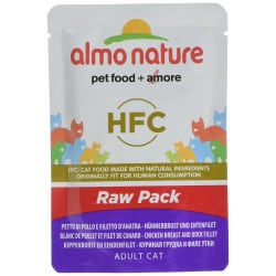 Almo Nature Raw avec blanc de poulet et filet de canard pour chat 55gr