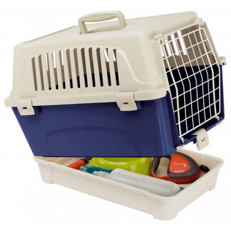 Caisse de transport avec bac de rangement pour chien et chat