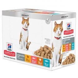 Pâtée pour chat stérilisé Hill's Multipack poulet, dinde, saumon et truite 12 x 85