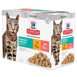 Pâtée pour chat Hill's Multipack Perfect Weight poulet et saumon 12 x 85gr