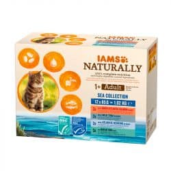 Aliment humide pour chat Iams Naturally Sachet Poissons 12 * 85 Gr