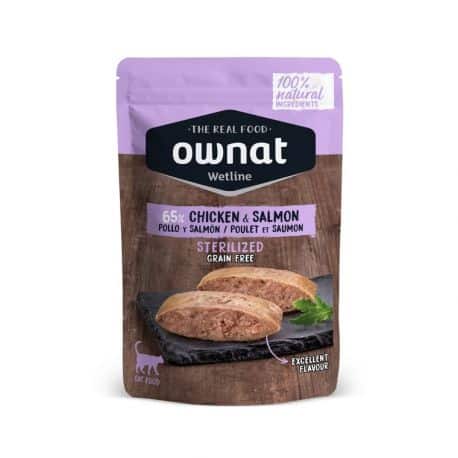 Ownat Wetline pour chat Sterilisé Saumon et Poulet 85gr