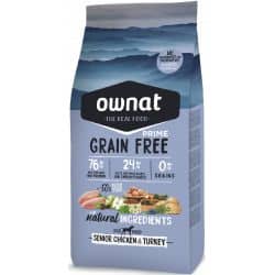 Ownat grain free (sans céréales) prime pour chien âgé Senior Poulet et Dinde 14Kg