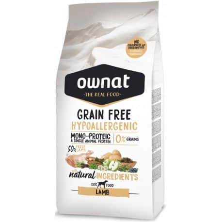 Ownat grain free (sans céréales) hypoallergenic à l'Agneau 3Kg