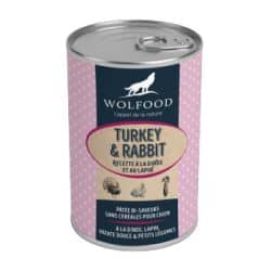 Wolfood Boite pour chien Dinde et Lapin 400Gr