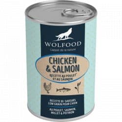 Wolfood Boite pour chien Poulet et Saumon 400Gr