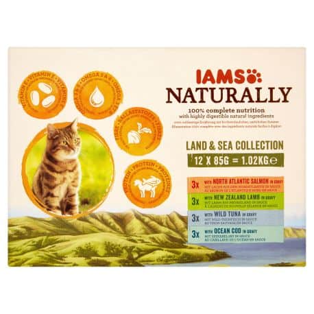 Iams Naturally humide pour chat Sachet à l'Agneau et Poissons 1285Gr