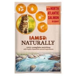 Iams Naturally humide pour chat Sachet au Saumon 85Gr