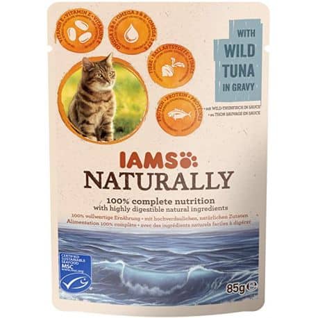 Iams Naturally humide pour chat Sachet au Thon 85Gr