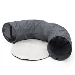 Tunnel pour chat Gotar avec coussin gris 95 cm d28 cm