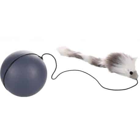 BALLE MOBILE AVEC SOURIS GRIS DIAMETRE 8CM